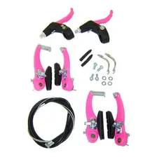 Kit Freio V-brake Nylon Bicicleta Manete Cabos Pink Foto mini 1