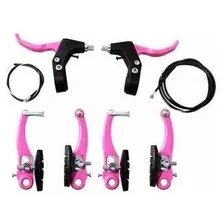 Kit Freio V-brake Nylon Bicicleta Manete Cabos Pink Foto mini 2