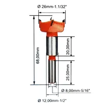 Kit Fresas Dobradiça Caneco 26mm E 35mm Meta Duro Para Tupia Foto mini 2