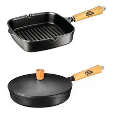 Kit Frigideira Com Tampa Ferro + Cook Grill - Panela Mineira Foto  mini 1