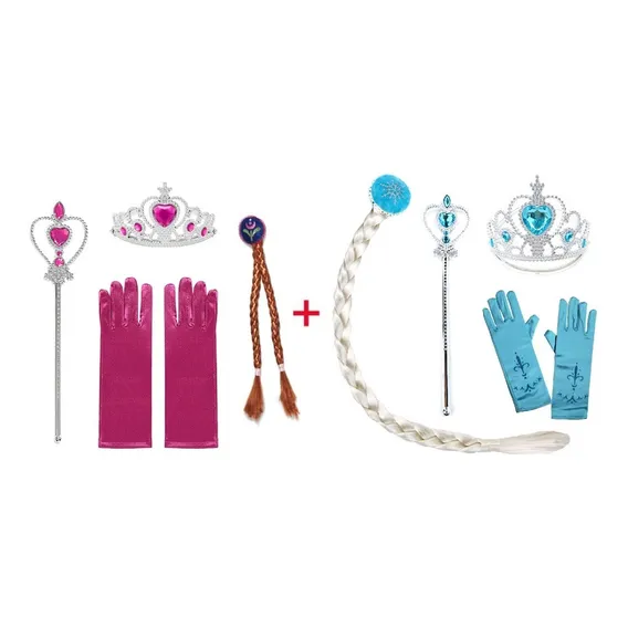 Kit Frozen + Anna 2 Acessorios Coroa, Trança, Varinha, Luva Foto 1