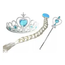 Kit Frozen Da Elsa Com Coroa Trança E Varinha Cor Azul Piscina Foto mini 1