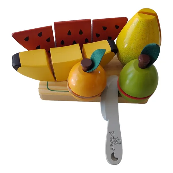 Kit Frutinhas De Madeira Com Corte - 5 Frutas Foto 1