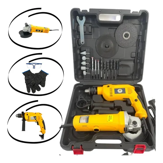 Kit Furadeira 13mm 800w + Esmerilhadeira Lixadeira 800w Foto 1