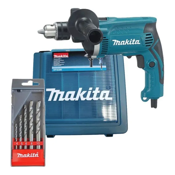 Kit Furadeira De Impacto 1/2 710w Hp1630k + Kit De Brocas C Cor Azul Foto 1