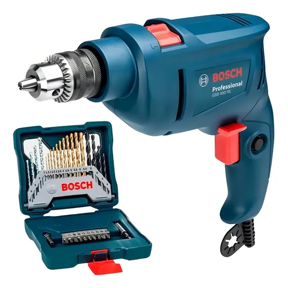 Kit Furadeira De Impacto Bosch Gsb 450 Re 3/8 450w + Brocas Foto 1