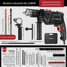 Kit Furadeira Eletrica De Impacto Furadeira Impacto Wicopet Furadeira Elétrica De Impacto 710w Mondial Cor Preto Foto mini 2