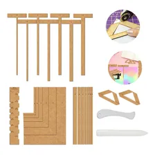 Kit Gabarito Encadernação Mdf Wireo Esquadros Espatula Vinco Cor Marrom Foto mini 1