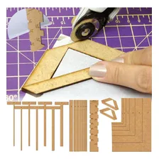 Kit Gabarito Encadernação Mdf Wireo Esquadros Espatula Vinco Cor Marrom Foto mini 2