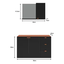 Kit gabinete banheiro com cuba e espelheira cor preto e cobre Foto mini 2