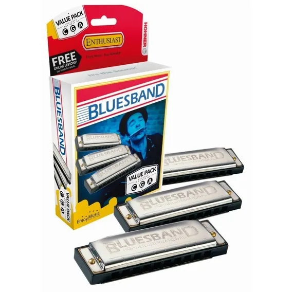 Kit gaita 3 harm么nicas Hohner Blues Band 559/20 A C G Foto 1