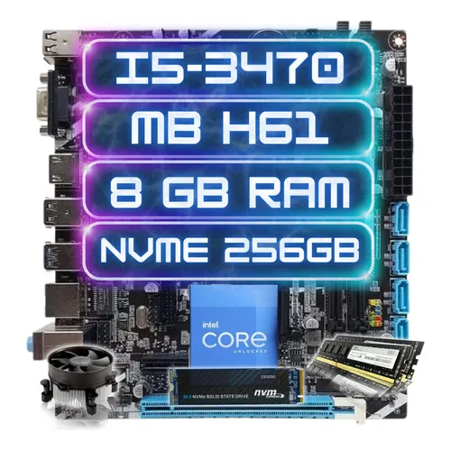 Kit Gamer Intel I5-3470  + Ddr3 8gb + Nvme 256gb + H61/b75 Foto 1