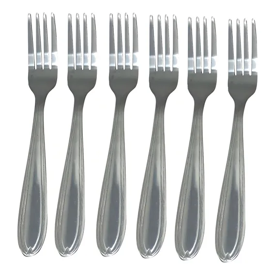 Kit Garfo De Mesa Inox 6 Pçs Cozinha Churrasco Buffet Full Foto 1