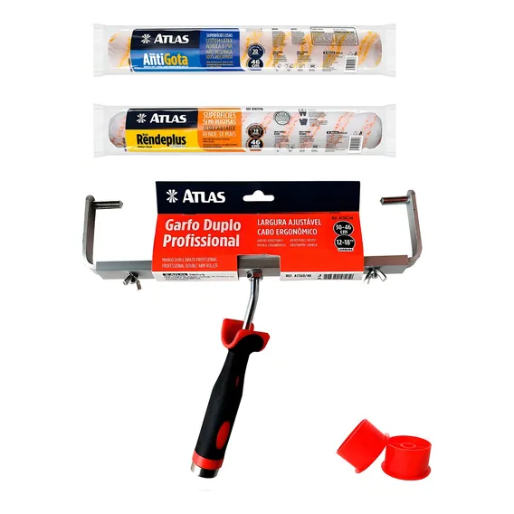 Kit Garfo Duplo + Rolo Antigotas E Rolo Rendeplus Atlas 46cm Foto 1