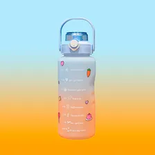 Kit Garrafa Motivacional 2l + Garrafa 1l + Garrafa 500ml Cor Azul com Laranja Foto mini 3