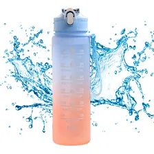 Kit Garrafa Motivacional 2l + Garrafa 1l + Garrafa 500ml Cor Azul com Laranja Foto mini 4