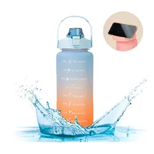 Kit Garrafa Motivacional 2l + Garrafa 1l + Garrafa 500ml Cor Azul com Laranja Foto mini 2