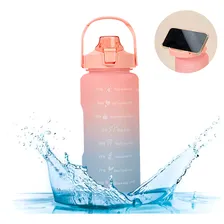 Kit Garrafa Motivacional 2l + Garrafa 1l + Garrafa 500ml Cor Rosa com Azul Foto mini  2