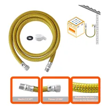 Kit Gas Encanado Mangueira 1mt + Adaptador Fêmea Bico Foto mini 2