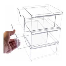 Kit Gaveteiro Organizador Acrilico Multiuso Com 3 Gavetas Cor Transparente Foto mini 1