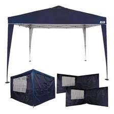 Kit Gazebo Tenda Azul 3x3m Altura 2,50m Dobrável +4 Paredes Foto  mini 1