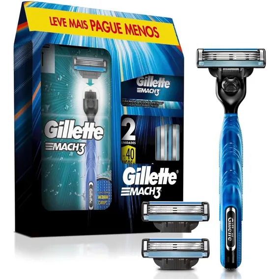 Kit Gillette Mach3 - 1 Aparelho Recarregável + 3 Refil Foto 1