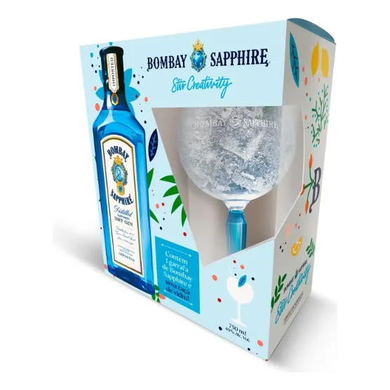 Kit Gin Bombay Sapphire 750ml + Taça De Vidro Foto 1