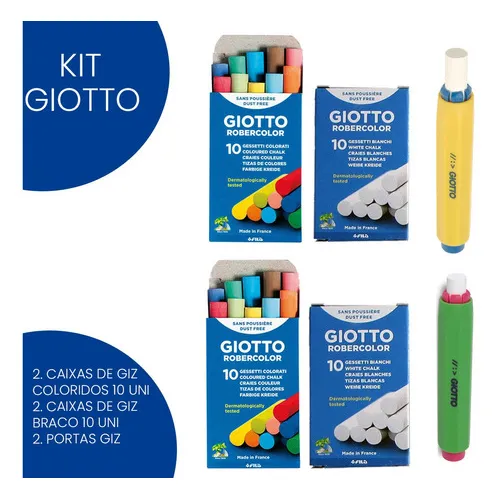 Kit Giotto De Giz Colorido Giz Branco E Porta Giz Robercolor Foto 1