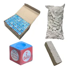 Kit Giz 7 Belo Azul + 1kg Giz Branco Para Sinuca Bilhar Cor Azul E Branco Foto mini 1