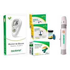 Kit Glicemia 100 Tiras + 100 Lancetas + Lancetador Bioland Foto  mini 1
