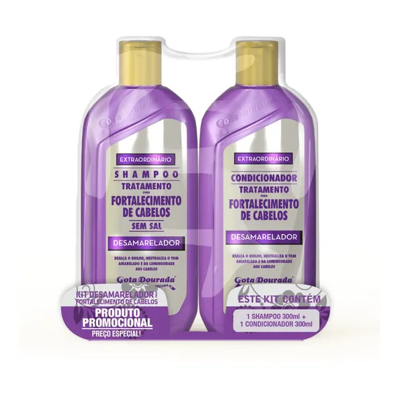 Kit Gota Dourada Shampoo 300ml + Condicionador 300ml Wxz Foto 1