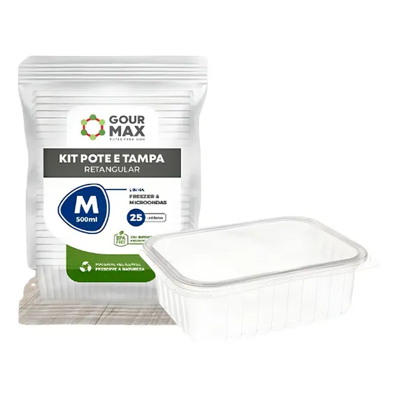 Kit Gourmax Potes Descartáveis Marmita Freezer Microondas 500ml 25un Foto 1