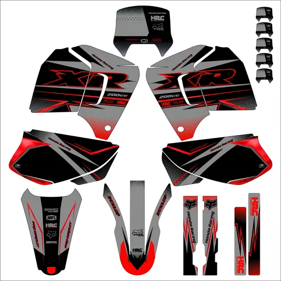 Kit Gráfico Adesivo Xr 200 - 0,20mm - Honda Cor Preto Foto 1