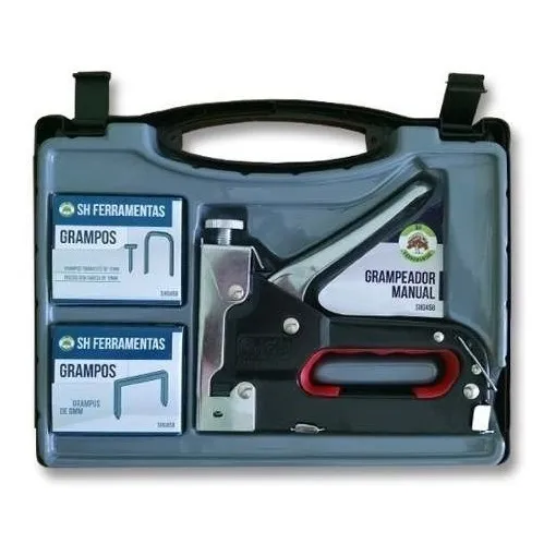 Kit Grampeador Tapeceiro Profissional + Grampos + Pinos Foto 1