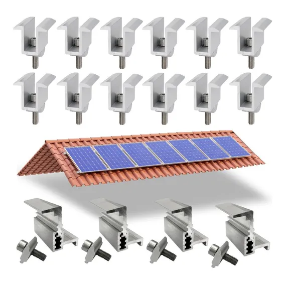 Kit Grampo Final E Intermediário Para 07 Placas Painel Solar Foto 1