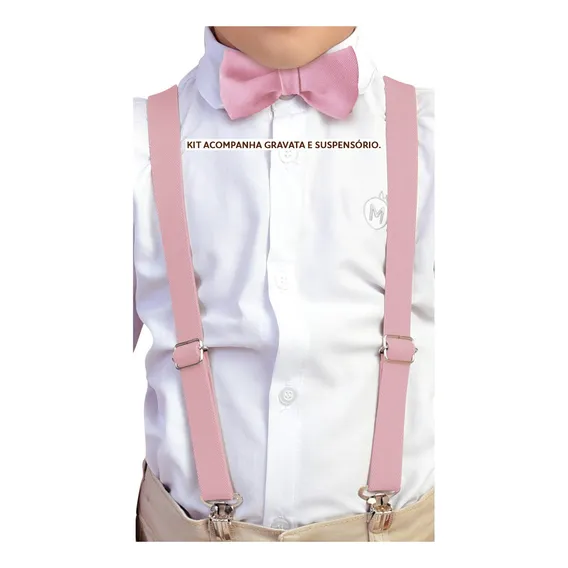 Kit Gravata E Suspens贸rio Adulto Cores Cor Rosa Foto 1