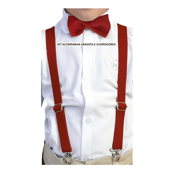 Kit Gravata E Suspens贸rio Infantil Varias Cores Cor Terracota Foto 1