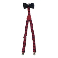 Kit Gravata E Suspensório Personagem Infantil Com Regulagem Cor Vermelho + Bolinhas Preta Foto  mini 1