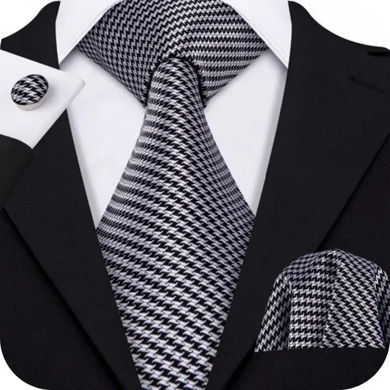 Kit Gravata Seda Italiana Cinza Luxo Slim Noivo +lenço +bots Foto 1