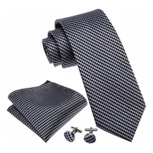 Kit Gravata Seda Italiana Cinza Luxo Slim Noivo +lenço +bots Foto mini 2
