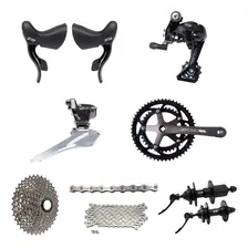 Kit Grupo Bicicleta Speed Gta 9v 2x9 Cassete Pedivela Cambio Foto  mini 1
