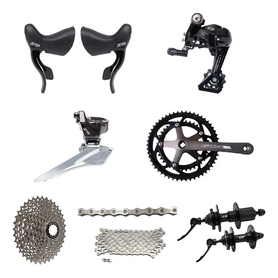 Kit Grupo Bicicleta Speed Gta 9v 2x9 Cassete Pedivela Cambio Foto 1