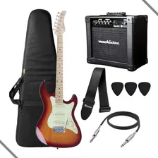 Kit Guitarra Strinberg Sts100 Stratocaster Amplificador Cor Cherry Sunburst Foto mini 1