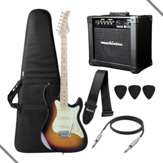 Kit Guitarra Strinberg Sts100 Stratocaster Amplificador Cor Sunburst Foto 1