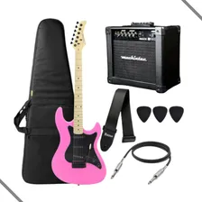 Kit Guitarra Strinberg Sts100 Stratocaster Com Cubo Cor Rosa Foto mini 1