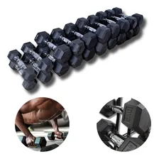 Kit Halter Injetado 1 A 10kg Emborrachado Dumbbell Cromado Foto mini 1