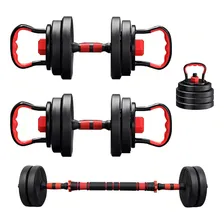 Kit Halteres 6 Em 1 Musculação Até 15kg Ajustável Kettlebell Foto mini  2