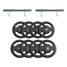Kit Halteres De Anilhas E Barras 40cm Fitness 6kg Foto mini 1
