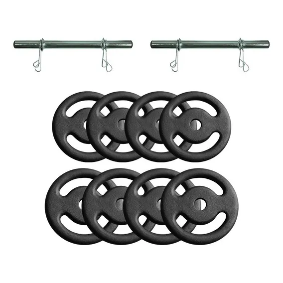 Kit Halteres De Anilhas E Barras 40cm Fitness 6kg Foto 1