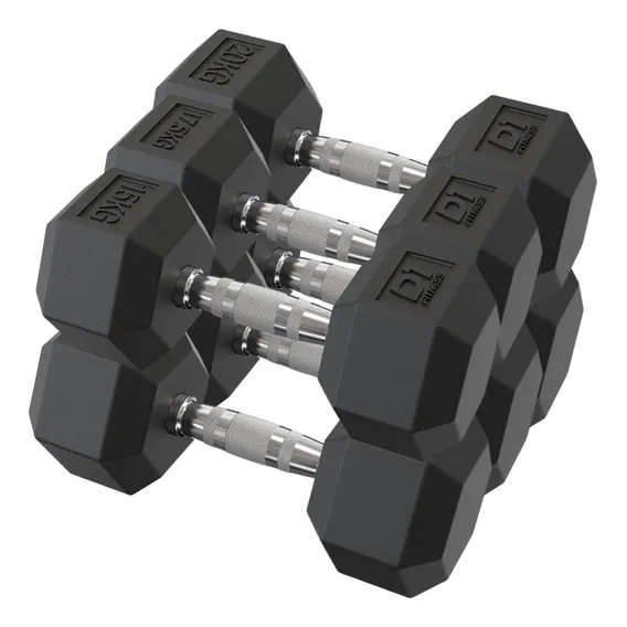 Kit Halteres Sextavado D1fitness 15kg 17,5kg 20kg D1fitness Foto 1